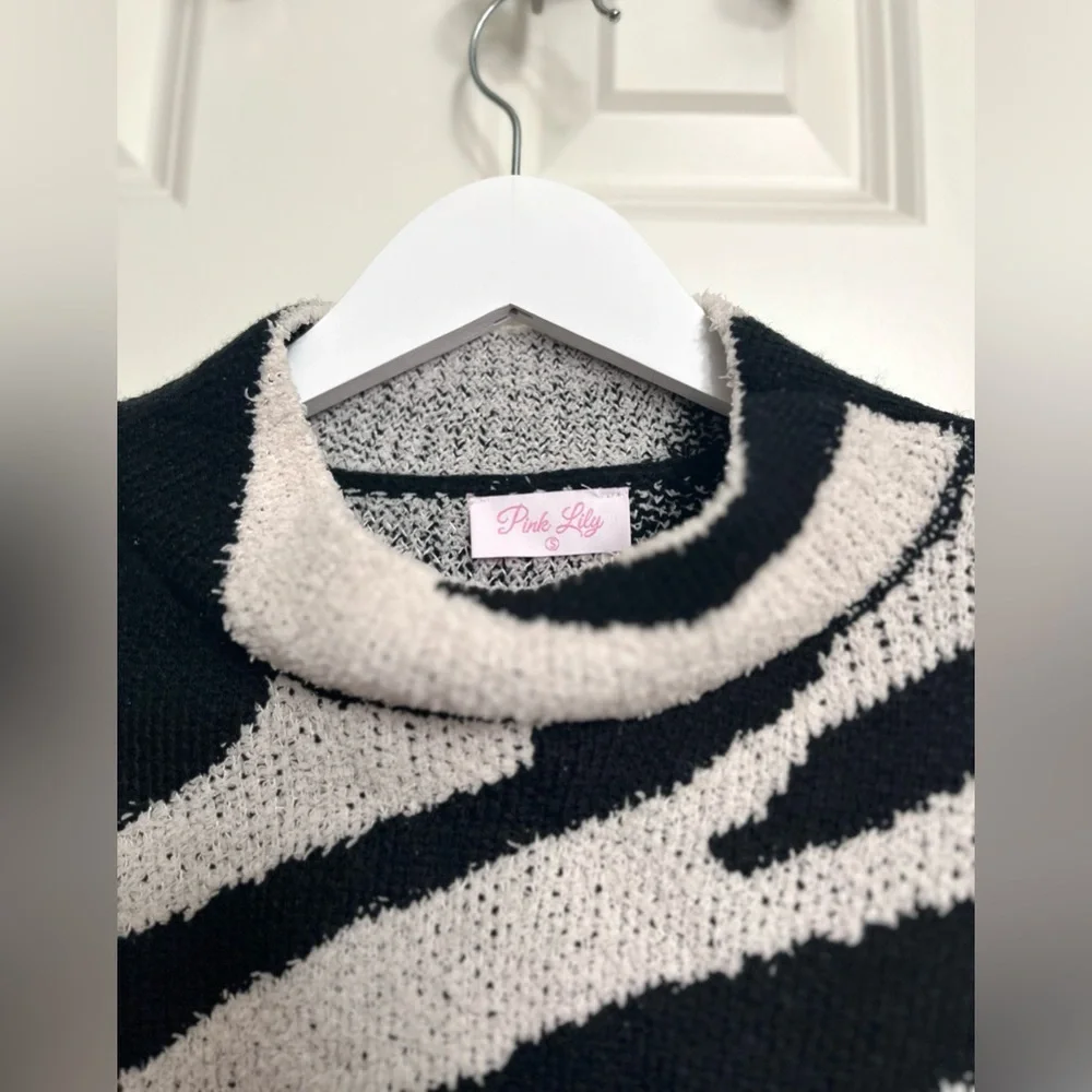 Pink Lily Zebra Knit Sweater